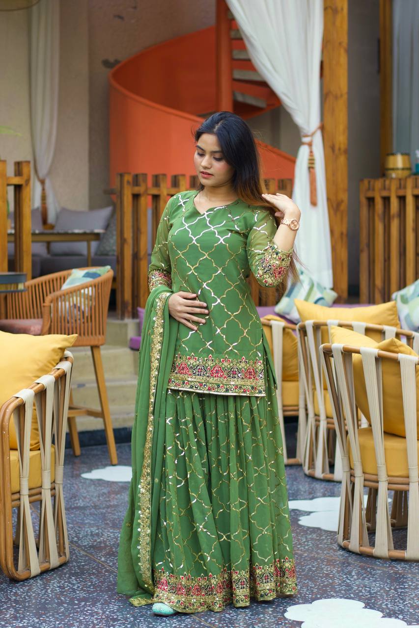 Bridal Sophistication: The Ivory Lattice Ceremonial Gharara